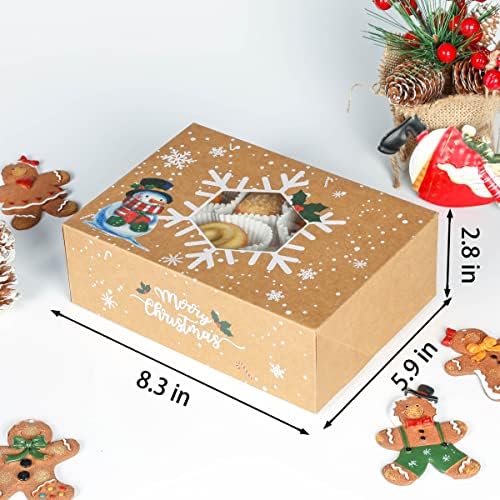 עוגיות חג מולד תיבות, 18 Pack גדול חג המולד להתייחס תיבות(8.3X5.9X2.8) עם חלון, המזון קראפט אריזה מיכלים עבור הענקת