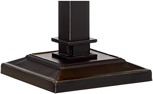 ג 'יזל המשימה טיפאני סגנון המבטא מנורת שולחן 23 גבוה עמוק, ברונזה, חום עתיק אמבר אמנות זכוכית בגוון הסלון חדר השינה