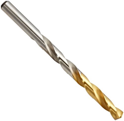 YG-1 D2GP פלדה במהירות גבוהה זהב-P Jobber מקדח, פח לסיים, שוק ישר, לאט ספירלה, 135 מעלות, 4-3/16 קוטר x 5-5/8 באורך