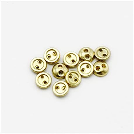 50 יח '2 החור מיני מתכת עגול כפתורים קטנים לחם כפתורי בגדי בובה תיק Deoration תפירה מלאכה (קרי זהב, 3 מ מ)