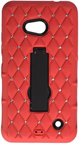 MyBat Asmyna סימביוזה לעמוד כיסוי מגן עם יהלומים עבור Lumia 640 - אריזה קמעונאית - שחור/אדום