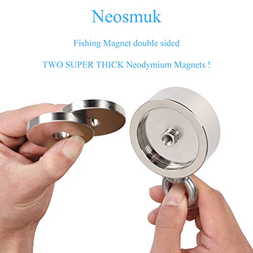Neosmuk מגנט ערכת דייג, חזק מגנטים ניאודימיום 1000lb עם החבל, חזק דיג מגנט עם נעילת קליפ, אידיאלי עבור החזרת פריטים