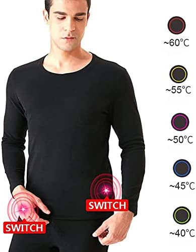 תחתונים תרמיים להגדיר עבור גברים, USB חשמלי מחומם בחורף שרוול ארוך העליון שאיפה ארוכה, עם צמר מרופד